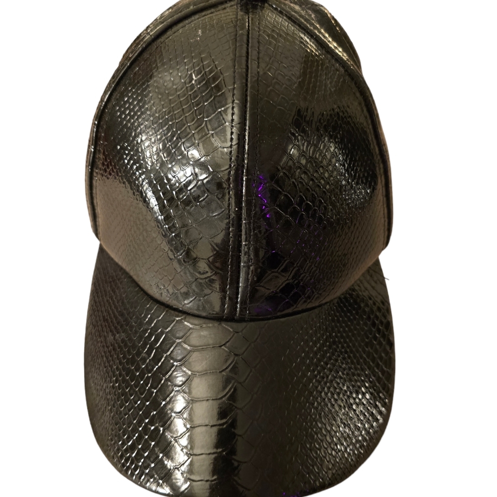 Faux leather baseball cap